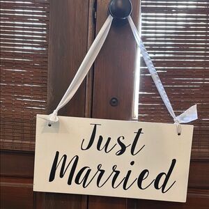 Just Married Hanging Sign - White and Black